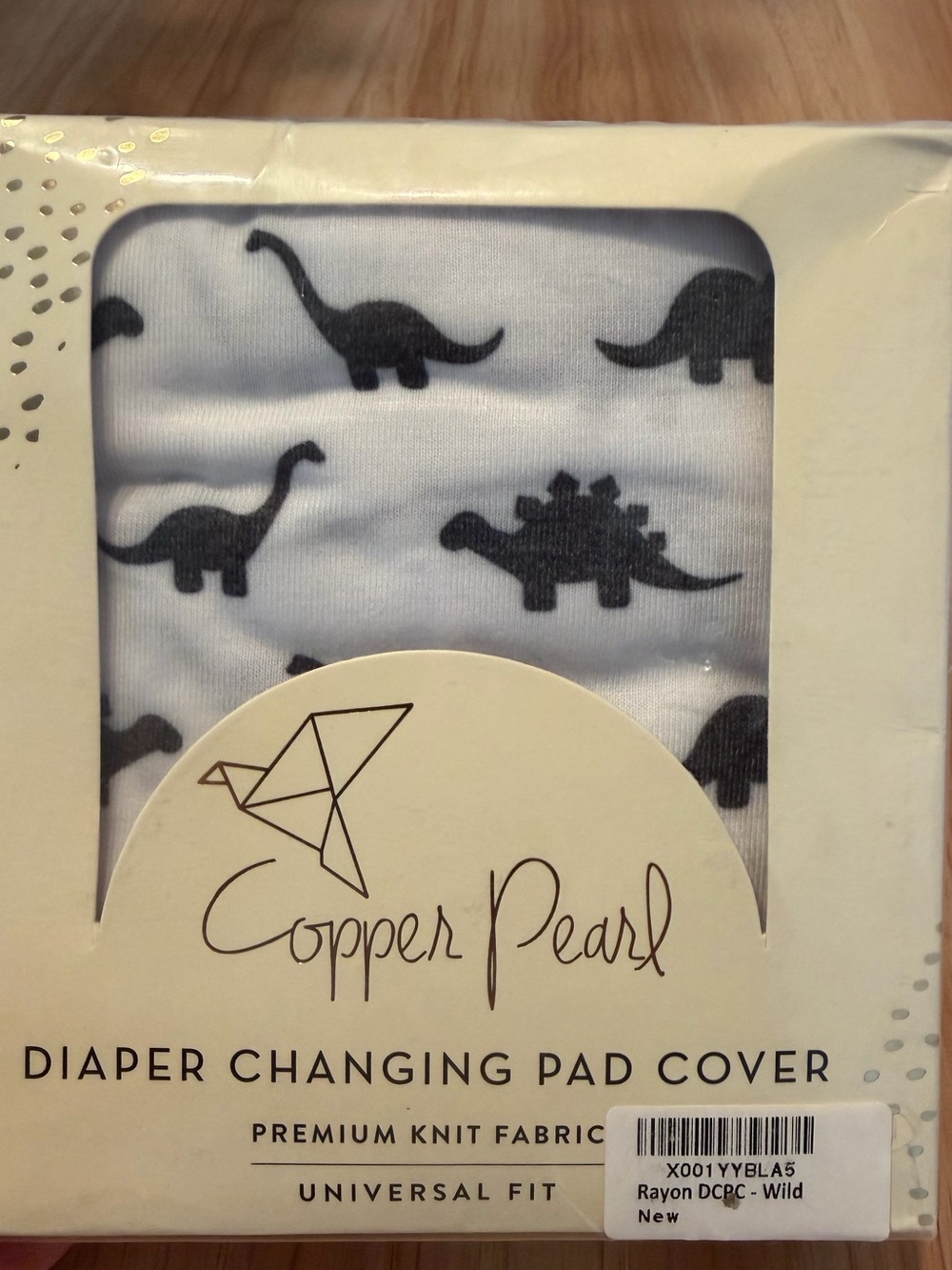 Copper Pearl White & Black Dinosaur Diaper Changing Pad Cover